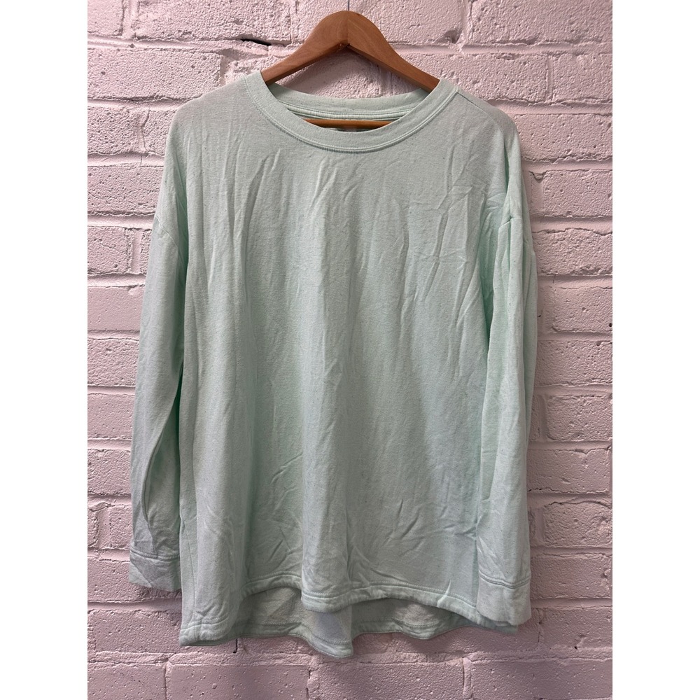 Three Dots Long‎ Sleeve Top Womens Large Sage Green Soft Minimal Coastal